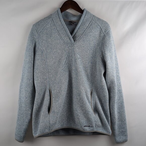 Eddie Bauer Women's Blue Heathered Pullover Sweater V-Neck Outdoor, X-Large - Picture 1 of 8